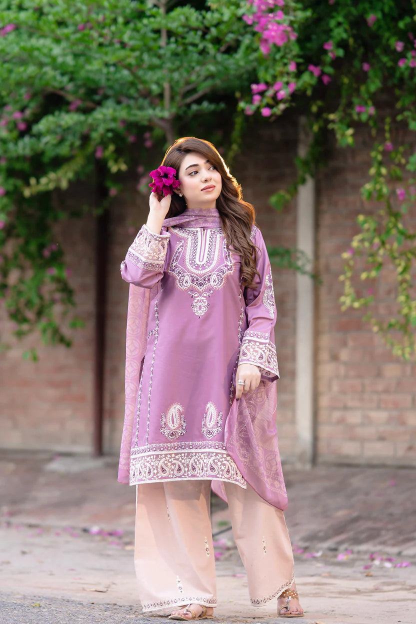 Purple Embroidered Eid Dress