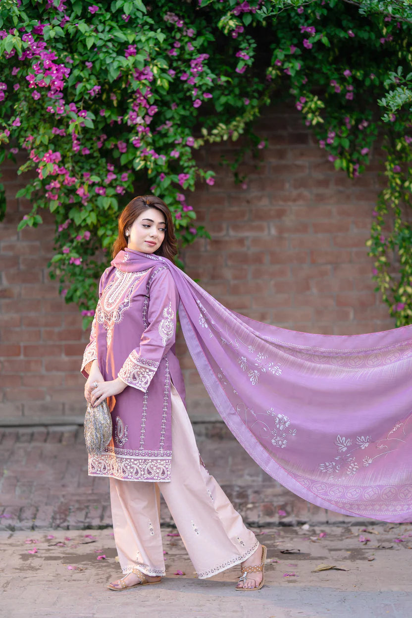 Purple Embroidered Eid Dress