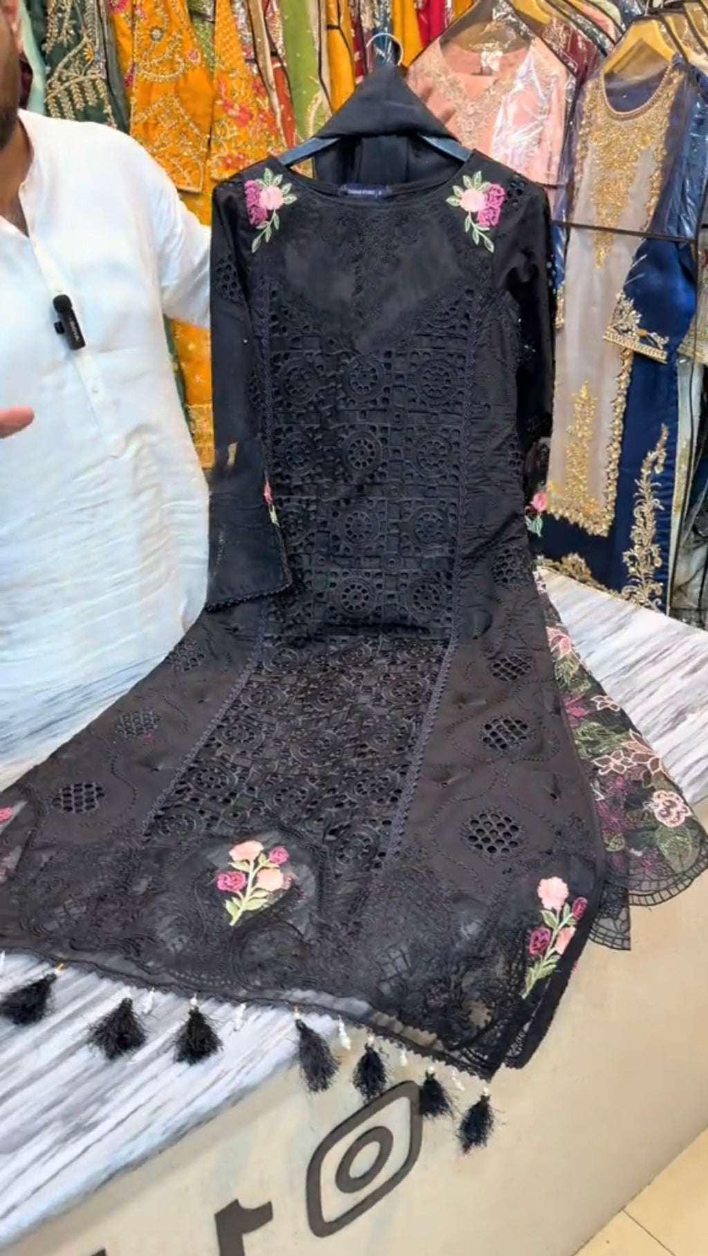 Black Beautiful 3 Piece Embroidered Dress