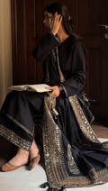 Eid Black Outfit Embroidered3 Pcs