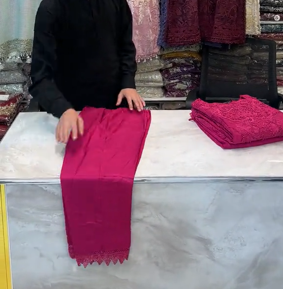 Saya Red Embroidered 3Pcs Dress