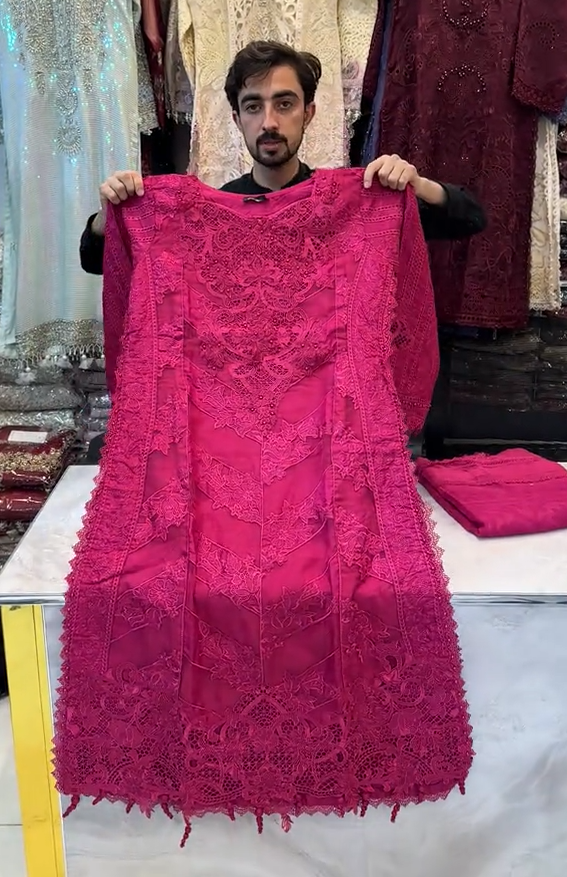 Saya Red Embroidered 3Pcs Dress
