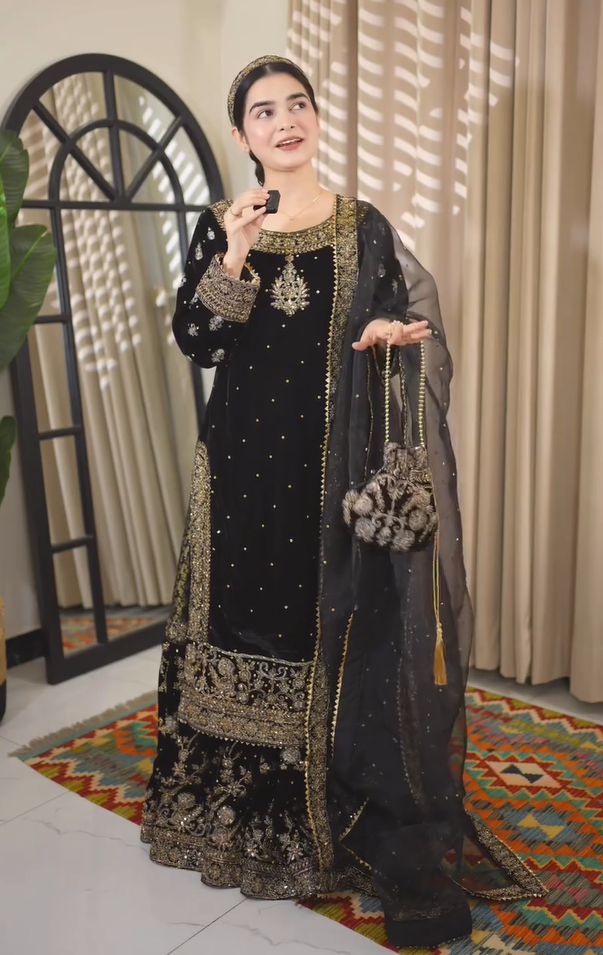 Festive Embroidered 3 Piece Dress