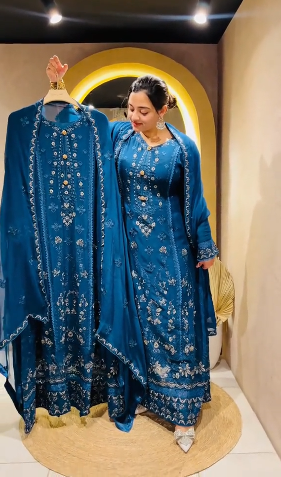 Embroidered 3 Piece Stitched Dress