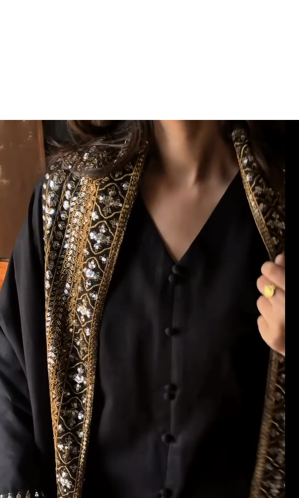 Eid Black Outfit Embroidered3 Pcs
