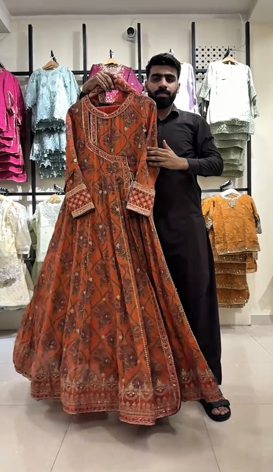 Beautiful Embroidered 3 Pcs Frock